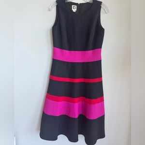 Anne Klein Swing Skirt Fit & Flare Sleeveless Dress Black Color Block Women 4